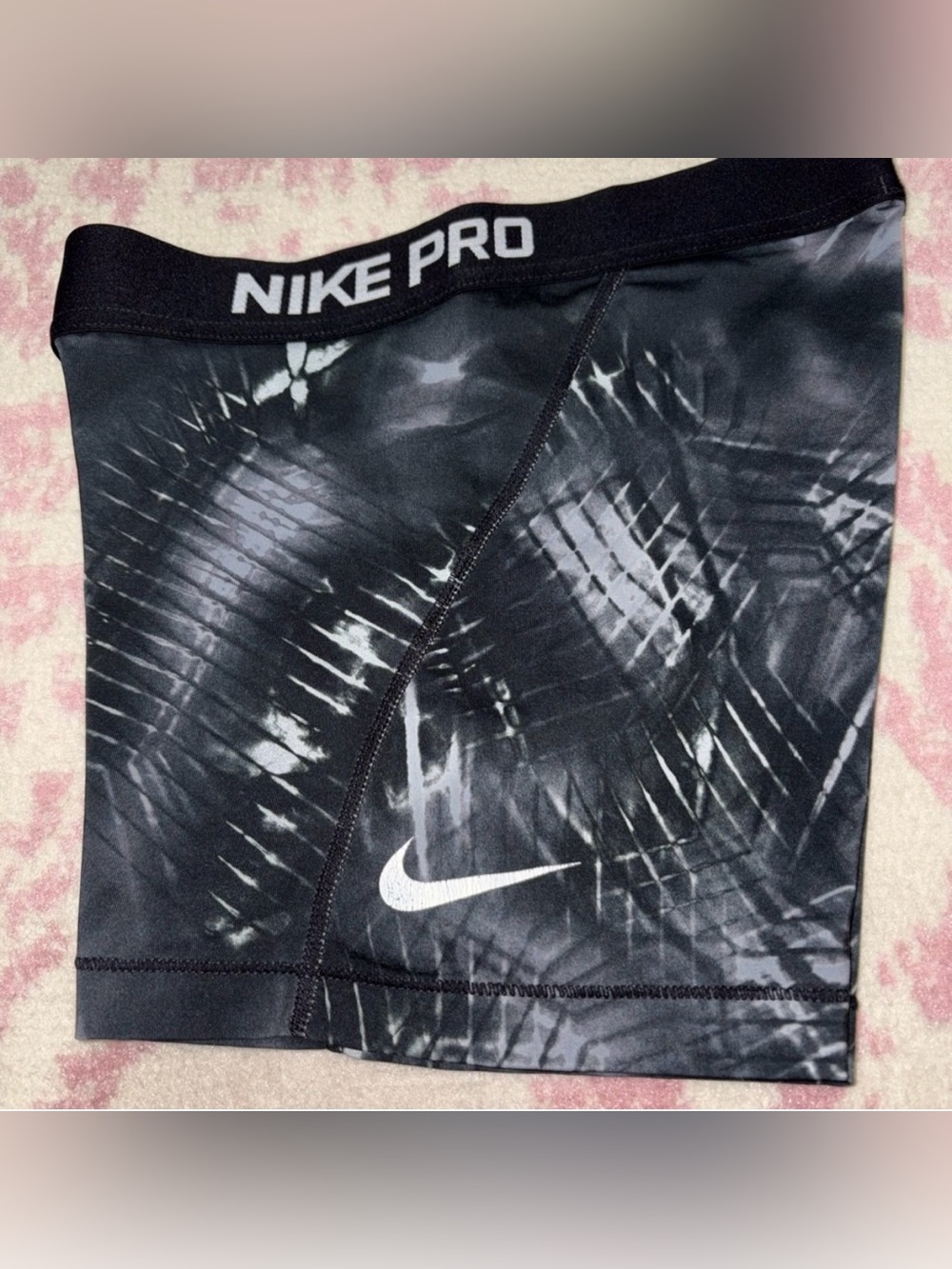 Nike Pro Black and White Tie-Dye Athletic Spandex Shorts